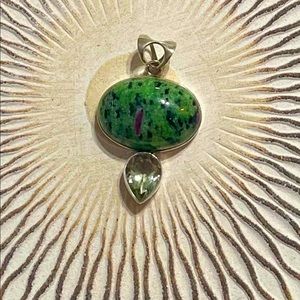 Jasper and Prasiolite Statement Pendant